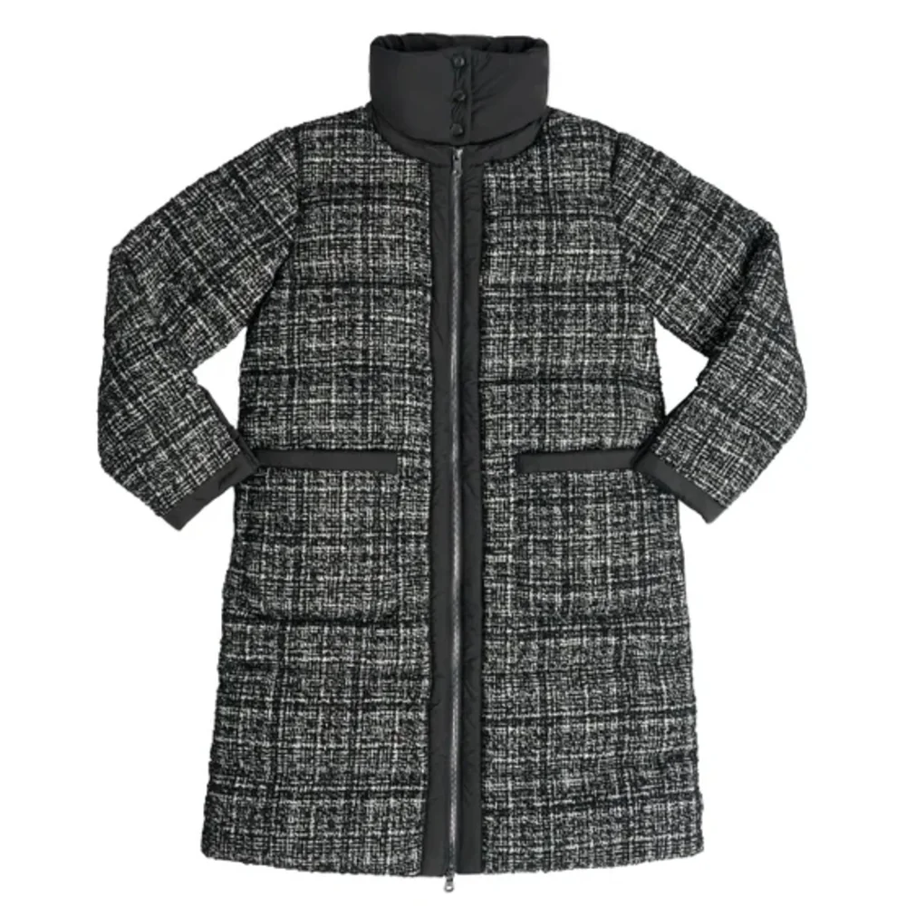 Bernardo Women's XXL Stylish Blended Wool Black and White Tweed Puffer Jacket - Picture 6 of 12